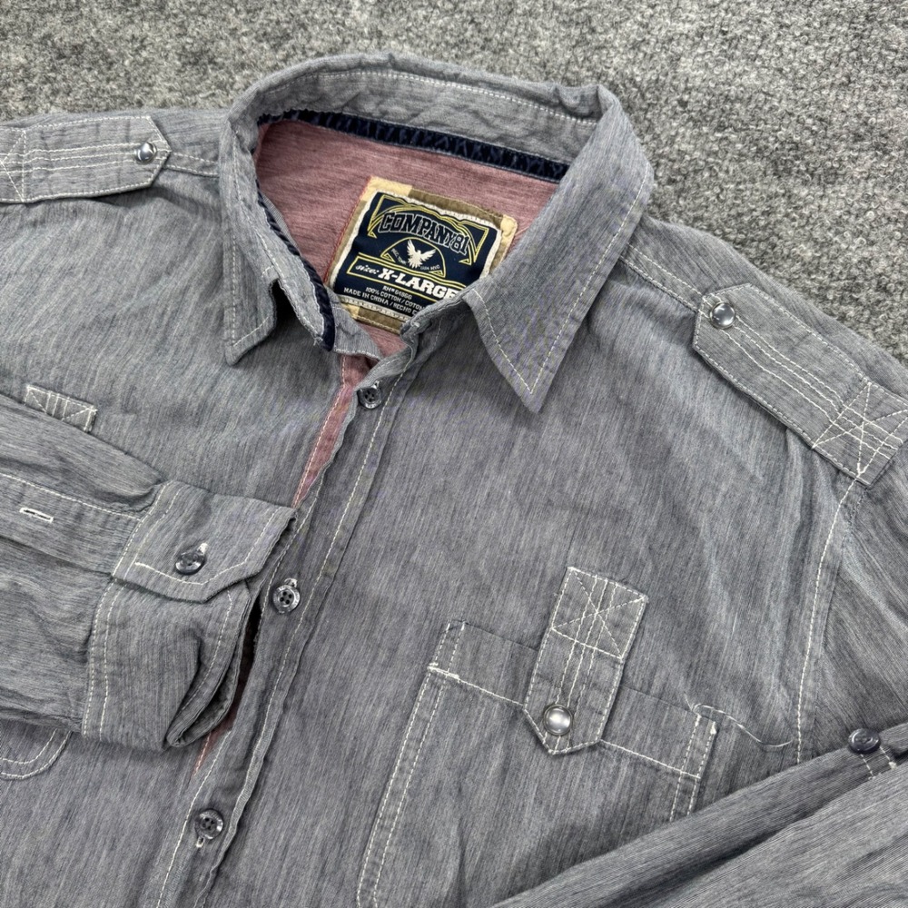 Company 81 Button Up Men XL Workwear Cotton Regular Gray L/S Casual Utilitarian